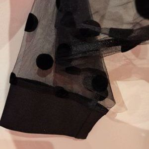 Black dress shirt / blouse with shear polka dot sleeves